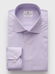 Light Pastel Purple Check Poplin Sport Luxury Shirt | Emanuel Berg Shirt Collection | Sam's Tailoring Fine Men Clothing