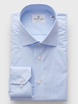 Blue & White Check Poplin Sport Luxury Shirt | Emanuel Berg Shirt Collection | Sam's Tailoring Fine Men Clothing