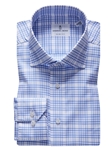 White & Blue Check Twill Men's Sport Luxury Shirt | Emanuel Berg Shirts Collection | Sam's Tailoring Fine Men Clothing