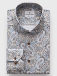Brown Paisley Modern 4Flex Stretch Knit Men's Shirt | Emanuel Berg Shirts Collection | Sam's Tailoring Fine Men Clothing