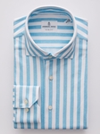 Turquoise & White Modern 4Flex Stretch Knit Men's Shirt | Emanuel Berg Shirts Collection | Sam's Tailoring Fine Men Clothing