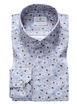 Blue Floral Modern 4Flex Stretch Knit Mens Shirt | Emanuel Berg Shirts Collection | Sam's Tailoring Fine Men Clothing