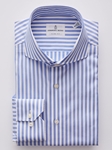 Blue & White Poplin Stripe Sport Luxury Men Shirt | Emanuel Berg Shirts Collection | Sam's Tailoring Fine Men Clothing
