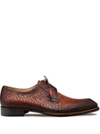 Cognac Lontani Patterned Calfskin Lace Up Shoe | Mezlan Lace Up Shoes Collection | Sam's Tailoring Fine Men's Clothing