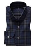 Dark Blue Extra Fine Wool Luxury Dress Shirt | Emanuel Berg Shirts Collection | Sam's Tailoring Fine Men Clothing