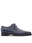 Blue Golfo Plain Toe Crocodile Men's Derby Shoe | Mezlan Shoes Collection | Sam's Tailoring Fine Men's Clothing