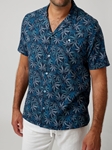 Navy Leaves Short Sleeve Resort Men Shirt | Stone Rose Shirts Collection | Sam's Tailoring Fine Men Clothing