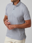 Navy Tile Flower Short Sleeve Men Polo | Stone Rose T-Shirts Collection | Sam's Tailoring Fine Men Clothing