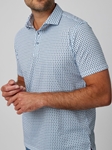 Aqua Hash Mark Short Sleeve Men Polo | Stone Rose Polos Collection | Sam's Tailoring Fine Men Clothing