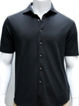 Robert Talbott Black Wide Spread Shirt Front Polo PK323B1N-01 - Polos & Tees | Sam's Tailoring Fine Men's Clothing