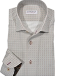 Beige Slim Fit Monaco Neat Roll Collar Shirt | Marcello Shirts Collection | Sam's Tailoring Fine Men's Clothing