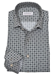Charcoal Roll Collar Choco Medallion Men Shirt | Marcello Shirts Collection | Sam's Tailoring Fine Men's Clothing