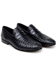 Black Handwoven Italian Calfskin Slip On Loafer | Belvedere Studio Shoes | Sam's Tailoring Fine Men's Clothing