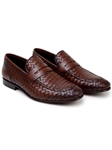 Antique Tan Handwoven Italian Calfskin Slip On Loafer | Belvedere Studio Shoes | Sam's Tailoring Fine Men's Clothing