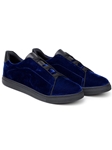 Navy Hidden Elastic Laces Velvet Men's Shoe | Belvedere Studio Shoes | Sam's Tailoring Fine Men's Clothing
