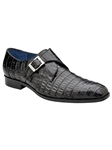Black Angelo Caiman Crocodile Single Buckle Monk Strap Shoe | Belvedere Dress Shoes | Sam's Tailoring Fine Men's Clothing