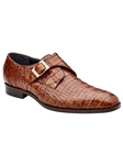 Walnut Angelo Caiman Crocodile Single Buckle Monk Strap Shoe | Belvedere Dress Shoes | Sam's Tailoring Fine Men's Clothing