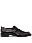 Black Accola Textured Patent Leather Slip On Shoe | Mezlan Monk Strap Collection | Sam's Tailoring Fine Men's Clothing