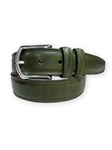 Olive Contrast Stitched Padded Calfskin Men'S Belt | Torino Leather Dress Casual Belts Collection | Sam's Tailoring Fine Men's Clothing