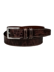 Brown Distressed Crocodile Embossed Calfskin Leather Dress Casual Belt | Torino Leather Dress Casual Belts Collection | Sam's Tailoring Fine Men's Clothing