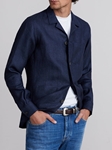 Navy Linen Solid Twill D-Constructed Men's Jacket | Emanuel Berg Jackets Collection | Sam's Tailoring Fine Men Clothing