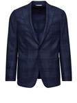 Dark Blue Wool Checked Flannel Twill D-Constructed Jacket | Emanuel Berg Jackets Collection | Sam's Tailoring Fine Men Clothing