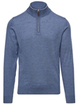 Blue Light Guage Highneck With Zipper Sweater | Emanuel Berg Sweaters Collection | Sam's Tailoring Fine Men Clothing