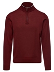Dark Red Light Guage Highneck With Zipper Sweater | Emanuel Berg Sweaters Collection | Sam's Tailoring Fine Men Clothing