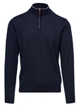 Navy Light Guage Highneck With Zipper Sweater | Emanuel Berg Sweaters Collection | Sam's Tailoring Fine Men Clothing