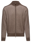 Brown Premium Luxuxy Mixed Panel Zipper Cardigan | Emanuel Berg Sweaters Collection | Sam's Tailoring Fine Men Clothing