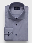Navy Natural Stretch Yoga Dobby Premium Luxury Dress Shirt | Emanuel Berg Dress Shirts Collection | Sam's Tailoring Fine Men's Clothing