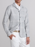 Silver Dobby Check D-Constructed Men's Shirt Jacket | Emanuel Berg Jackets Collection | Sam's Tailoring Fine Men Clothing