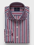 Red Striped Poplin Premium Luxury Men's Dress Shirt | Emanuel Berg Dress Shirts Collection | Sam's Tailoring Fine Men Clothing