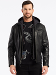 Black Mock Neck Cedro Men's Leather Jacket | Robert Graham Outerwear Collection | Sam's Tailoring Fine Men's Clothing