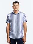 Navy Preston Short Sleeve Button Down Shirt | Robert Graham Short Sleeves Shirts Collection | Sam's Tailoring Fine Men's Tailoring