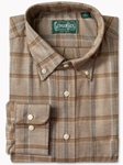 Tan Shadow Plaid Long Sleeve Men's Shirt | Gitman Shirts Collection | Sam's Tailoring Fine Men Clothing