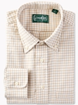Tan Merino Gingham Men Long Sleeve Shirt  | Gitman Shirts Collection | Sam's Tailoring Fine Men Clothing