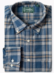 Blue Brushed Twill Check Long Sleeve Shirt | Gitman Shirts Collection | Sam's Tailoring Fine Men Clothing