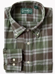 Olive Brushed Twill Check Long Sleeve Shirt | Gitman Shirts Collection | Sam's Tailoring Fine Men Clothing