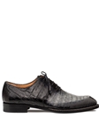 Pearl Grey/Black Westside Two-Tone Croc Oxford Shoe | Mezlan Lace Up Collection | Sam's Tailoring Fine Men's Clothing