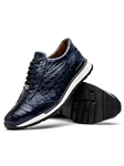 Navy Genuine Caiman Crocodile Men Sneaker | Marco Di Milano Sneakers Collection | Sam's Tailoring Fine Men's Clothing