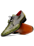 Rustic Green Alligator & Calfskin Men's Shoe | Marco Di Milano Lace Up Shoes Collection | Sam's Tailoring Fine Men's Clothing