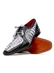 Newspaper/Black Hornback Caiman Crocodile Men's Shoe | Marco Di Milano Lace Up Shoes Collection | Sam's Tailoring Fine Men's Clothing