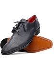 Black Genuine Stingray Leather Lace Up Shoe | Marco Di Milano Lace Up Shoes Collection | Sam's Tailoring Fine Men's Clothing