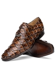 Clear Brown Pirarucu Exotic Skin Men's Shoe | Marco Di Milano Lace Up Shoes Collection | Sam's Tailoring Fine Men's Clothing