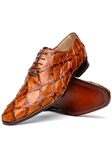 Cognac Pirarucu Exotic Skin Lace Up Men Shoe | Marco Di Milano Lace Up Shoes Collection | Sam's Tailoring Fine Men's Clothing