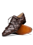 Brown Pirarucu Exotic Skin Lace Up Men's Shoe | Marco Di Milano Lace Up Shoes Collection | Sam's Tailoring Fine Men's Clothing