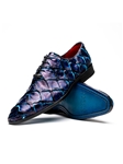 Royal Blue Pirarucu Exotic Skin Lace Up Men's Shoe | Marco Di Milano Lace Up Shoes Collection | Sam's Tailoring Fine Men's Clothing
