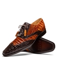 Brown/Cognac Ostrich & Stingray Lace Up Shoe | Marco Di Milano Lace Up Shoes Collection | Sam's Tailoring Fine Men's Clothing