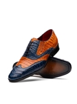 Blue/Brandy Ostrich & Stingray Lace Up Shoe | Marco Di Milano Lace Up Shoes Collection | Sam's Tailoring Fine Men's Clothing